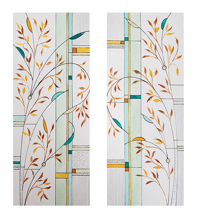 Art Deco style with leaves